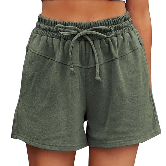 Women's Summer Shorts Drawstring Solid Color Baggy Dressy Casual Womens Jorts with Pockets S-2XL