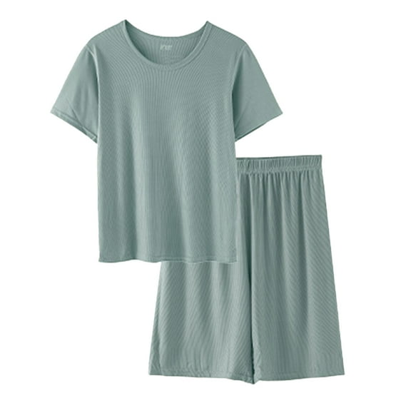 Women's Summer Shorts Set Casual Round Neck Viscose Outfit Basic Comfortable Sleepwear Elastic Waist Soft Breathable Two Piece