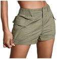 thumbnail image 1 of Women's Summer Shorts Spring Chic Button Front Relaxed Fit Elastic Waistband Solid Cargo Casual Beach Shorts with Pockets XS-XL, 1 of 9