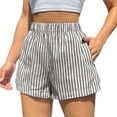 thumbnail image 1 of Women's Summer Shorts Stylish Vertical Stripe High Waist Wide Leg Beach Casual Jean Shorts XS-3XL, 1 of 5