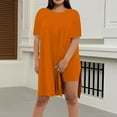 thumbnail image 1 of Women's Summer Shorts Suit 2 Piece Outfit Casual Round Neck Pure Color Tunic Top and Shorts Set for Daily Wear, 1 of 5