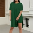 thumbnail image 1 of Women's Summer Shorts Suit 2 Piece Outfit Casual Round Neck Pure Color Tunic Top and Shorts Set for Daily Wear, 1 of 5