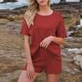 thumbnail image 1 of Women's Summer Shorts Suit Casual Round Neck Sleeveless Knit Outfit Set Comfortable Basic Pure Color Daily Wear Tops And Shorts Two Piece Compression Shorts Suit for Women Bathing Suit Material Swim, 1 of 4