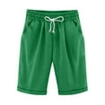 thumbnail image 1 of Women's Summer Shorts Summer Cotton Plus Size High Waisted Lacing Beach Five Point Yoga Running Shorts Workout Gym Shorts with Pockets Green, 1 of 6
