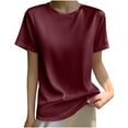thumbnail image 1 of Women's Summer Silk Satin Blouse Tops Crewneck Short Sleeve Tee Shirt Casual Soft Tee Shirt, 1 of 2