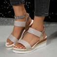 thumbnail image 1 of Women's Summer Size Wedge Fish Mouth Roman Sandals Summer Sandals Gold 37, 1 of 8