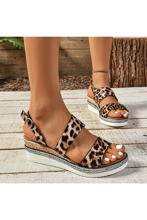 Women's Summer Size Wedge Fish Mouth Roman Sandals Summer Sandals for Women Camouflage 37