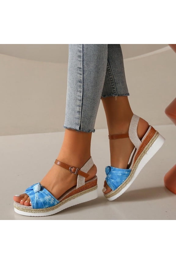 Women's Summer Size Wedge Fish Mouth Roman Sandals Summer Sandals for Women Sky Blue 37