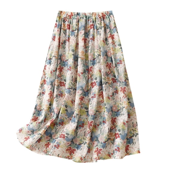 Women's Tennis Skirts Summer Casual Summer Loose Flower Bud Chiffon Skirt Flowy High Waist A-Line Midi Women Fashion Pink M