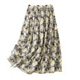 thumbnail image 1 of Women's Tennis Skirts Summer Casual Summer Loose Flower Bud Chiffon Skirt Flowy High Waist A-Line Midi Women Fashion Yellow XXL, 1 of 3