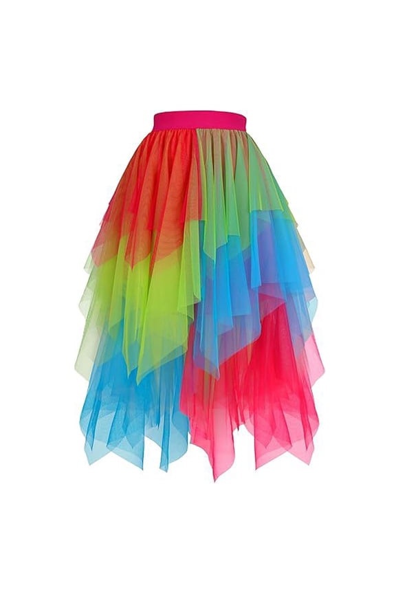 Women's Tennis Skirts Summer Elegant Sheer Layered Midi Skirt with Ruffled for Everyday Wear Festive Occasions Lightweight Flowing A-Line Skirt for Spring s Multicolor M