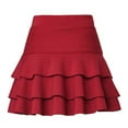 thumbnail image 1 of Women's Summer Skirts High Waist Layered Skirt with Built-In Shorts for Casual and Formal Wear Flowy for Spring and Autumn Red L, 1 of 5
