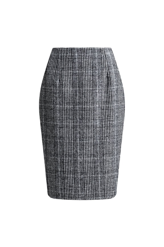Women's Tennis Skirts Summer High Waist Pencil Skirt in Classic Plaid Pattern Ideal for Dailywear Seasons Autumn Winter Midi Length Figure Enhancing Black M