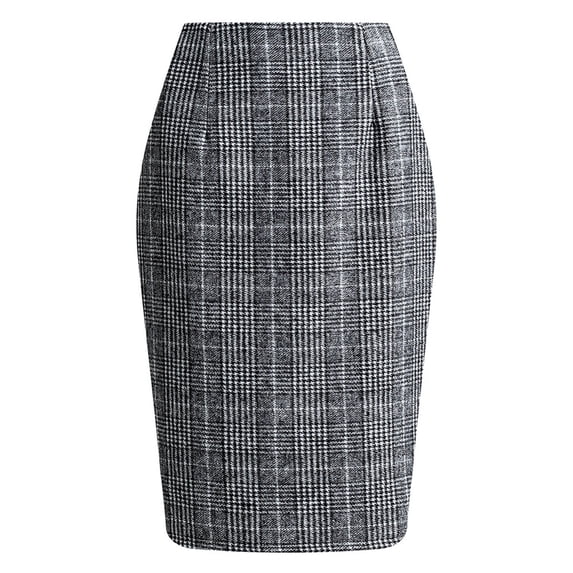 Women's Tennis Skirts Summer High Waist Pencil Skirt in Classic Plaid Pattern Ideal for Dailywear Seasons Autumn Winter Midi Length Figure Enhancing Black XL