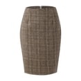 thumbnail image 1 of Women's Tennis Skirts Summer High Waist Pencil Skirt in Classic Plaid Pattern Ideal for Dailywear Seasons Autumn Winter Midi Length Figure Enhancing Brown S, 1 of 2