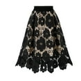 thumbnail image 1 of Women's Tennis Skirts Summer Ladies Womens Flared Skater Skirt Stretch Lace Printed Soft Knee Length Crotch Black XXL, 1 of 4