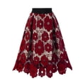 thumbnail image 1 of Women's Tennis Skirts Summer Ladies Womens Flared Skater Skirt Stretch Lace Printed Soft Knee Length Crotch Red 3XL, 1 of 4