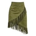 thumbnail image 1 of Women's Tennis Skirts Summer Lady Summer Western Style Flowy Imitation Velvet Line Midi Skirt Green L, 1 of 2