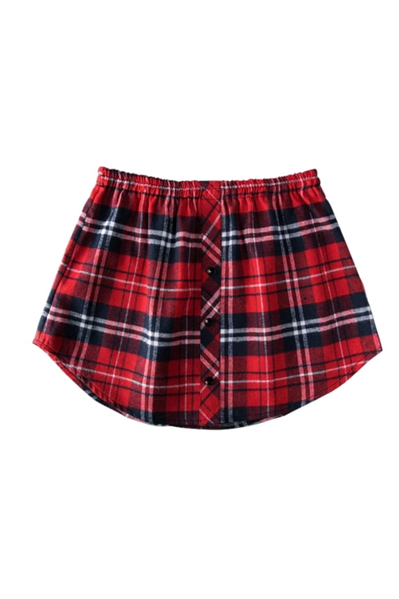 Women's Tennis Skirts Summer Layered Plaid Skirt with Detachable Shirt for Everyday Wear Casual Styling Versatile Fashion Skirt with Layered Practical Grids Red 5XL