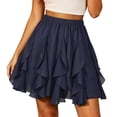 thumbnail image 1 of Women's Tennis Skirts Summer Lazy Casual Pleated High Waisted Lace Edged Half Length Skirt Blue M, 1 of 4