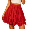 thumbnail image 1 of Women's Tennis Skirts Summer Lazy Casual Pleated High Waisted Lace Edged Half Length Skirt Red XL, 1 of 4