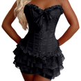 thumbnail image 1 of Women's Tennis Skirts Summer Multilayer Lace Trim Beachy Flowy Tiered Hemline Holiday Resort Wear Skirt For Women Black XL, 1 of 4