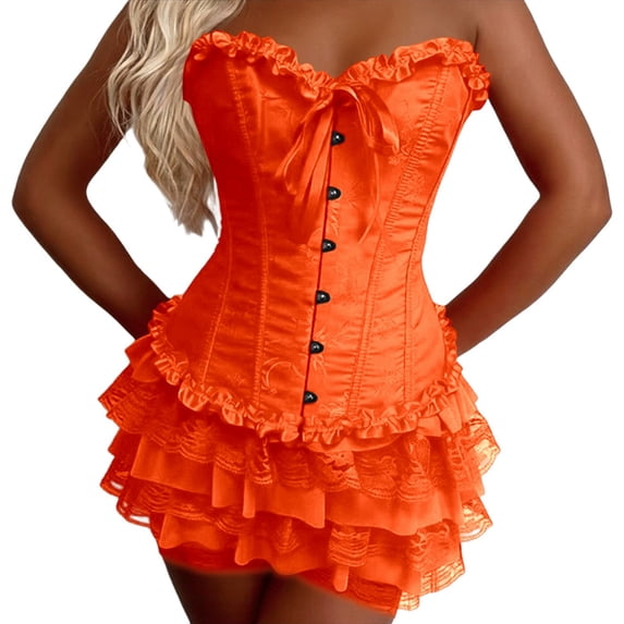 Women's Tennis Skirts Summer Multilayer Lace Trim Beachy Flowy Tiered Hemline Holiday Resort Wear Skirt For Women Orange L