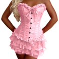 thumbnail image 1 of Women's Tennis Skirts Summer Multilayer Lace Trim Beachy Flowy Tiered Hemline Holiday Resort Wear Skirt For Women Pink XXL, 1 of 4