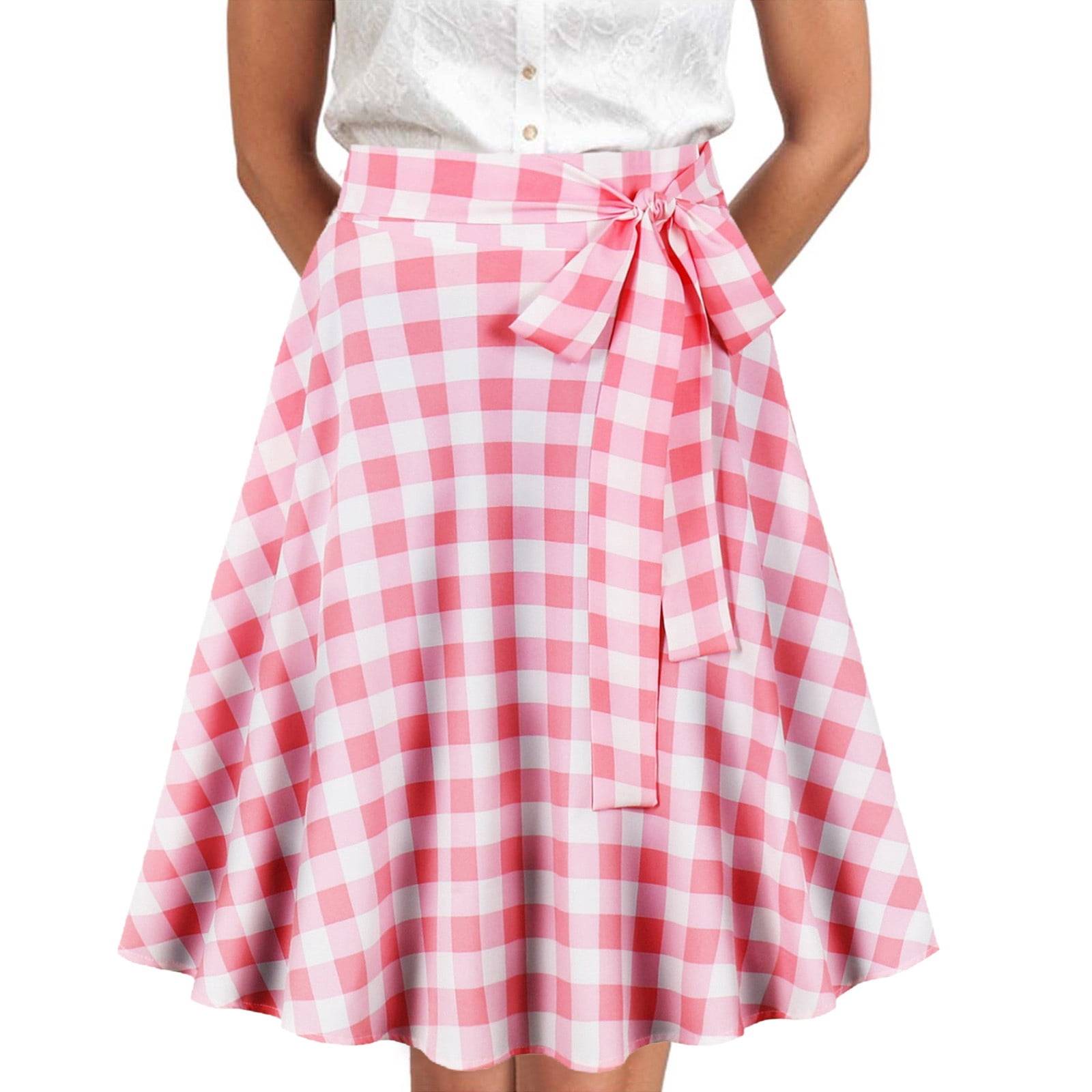 Women's Summer Skirts Skirt Ladies' 2025 Dress Checkered Printed Half ...