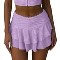 thumbnail image 1 of Women's Tennis Skirts Summer Skirt Women Lace Skirts Cute Low Wasit Ruffled Half Skirt Fairy Layered Flowy Short Skirts E Girl Streetwear Purple XL, 1 of 8