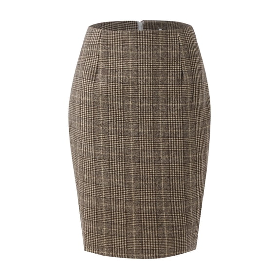 Women's Tennis Skirts Summer Women Fall Winter Pencil Plaid Skirts High Waisted Bodycon Knee Length Wool Midi With Slit Gray XXL