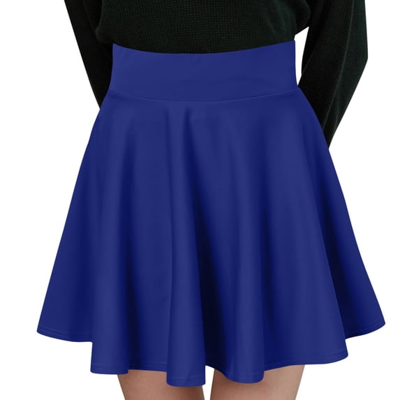 Women's Tennis Skirts Summer Women Fashion Casual Short Solid Half Pleated Glare Sun Skirt Blue S