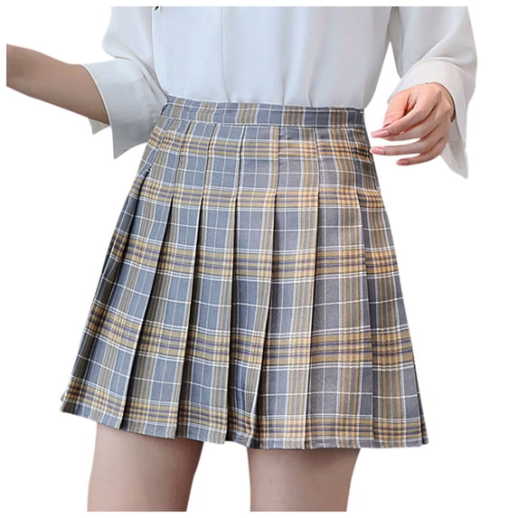 Women's Summer Skirts Women Fashion High Waist Pleated Skirt Slim Casual Tennis Skirt Gray M