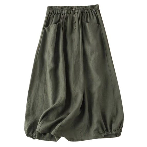 Women's Tennis Skirts Summer Women Fashion Mid Length High Waisted A Line Skirt Green XL