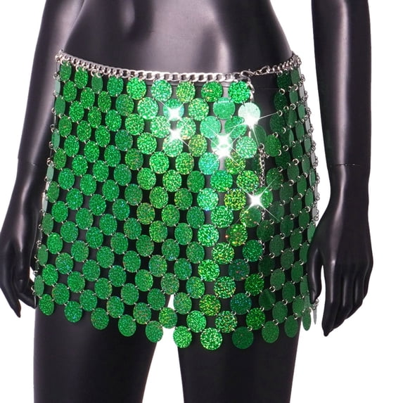 Women's Tennis Skirts Summer Women Fashion Punk Beaded Street Style Holiday Party Skirt Green One Size