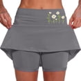 thumbnail image 1 of Women's Summer Skirts Women Mid Rise Culottes With Pockets Athleisure Two Layered Short Skirts Gray 3XL, 1 of 3