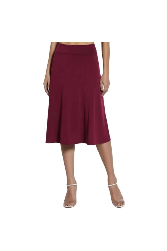 Women's Tennis Skirts Summer Women Solid Lightweight Midi Pull On Closure Skirt Red S