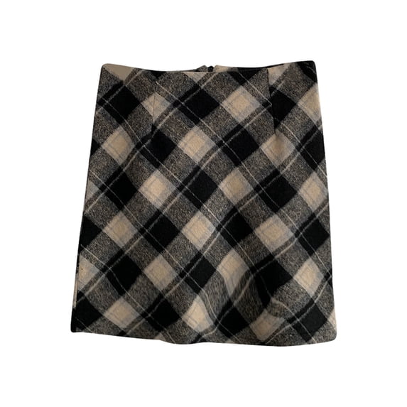 Women's Tennis Skirts Summer Women Style Autumn Winter High Waisted Plaid Woolen A Line Skirt Black M