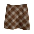 thumbnail image 1 of Women's Tennis Skirts Summer Women Style Autumn Winter High Waisted Plaid Woolen A Line Skirt Brown M, 1 of 3