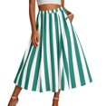thumbnail image 1 of Women's Tennis Skirts Women Summer Striped High Waisted A Line Elastic Waist Flowy Ankle Beach Skirt Green XXL, 1 of 4