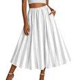 thumbnail image 1 of Women's Tennis Skirts Women Summer Striped High Waisted A Line Elastic Waist Flowy Ankle Beach Skirt Purple XL, 1 of 4
