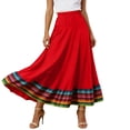 thumbnail image 1 of Women's Tennis Skirts Summer Women’s Bohemian Flowy Mexican Skirt Elastic Waist Summer Casual Wear Red 5XL, 1 of 4