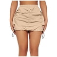 thumbnail image 1 of Women's Tennis Skirts Summer Womens Cargo Skirt Casual Summer High Waisted Bodycon Pencil Ruched Side Pockets Brown XS, 1 of 8