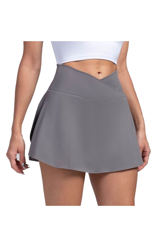 Women's Summer Skirts Womens Tennis Skirt With Pockets Shorts High Waisted Athletic Skorts For Running Workout Gray M