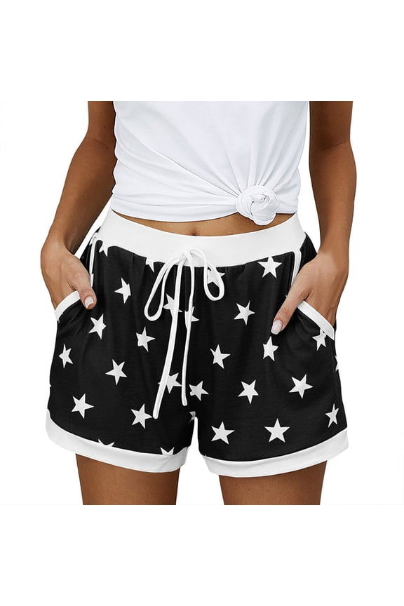 Women's Summer Sleep Shorts, Drawstring Elastic Waist Lounge Shorts with Pockets, High Waist Casual Home Sleeper Bottoms for Lounging and Seaside Holidays