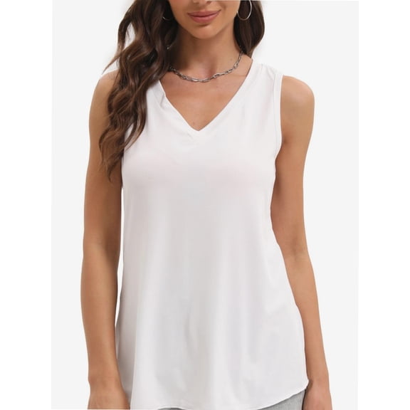 Women's Sleeveless Blouse Summer Casual Tank Top - Flowy Loose Fit, V-Neck, Lightweight Breathable