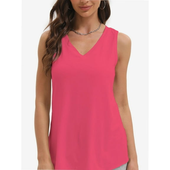 Women's Sleeveless Blouse Summer Casual Tank Top - Flowy Loose Fit, V-Neck, Lightweight Breathable