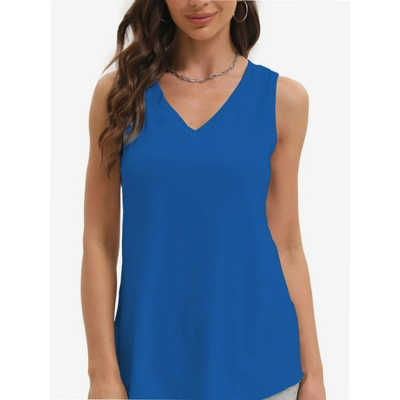 Women's Sleeveless Blouse Summer Casual Tank Top - Flowy Loose Fit, V-Neck, Lightweight Breathable