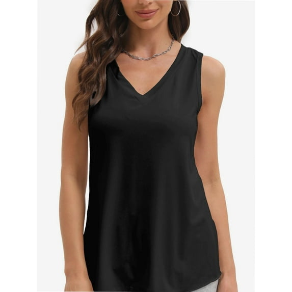 Women's Sleeveless Blouse Summer Casual Tank Top - Flowy Loose Fit, V-Neck, Lightweight Breathable