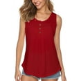 thumbnail image 1 of Women's Summer Sleeveless Button Up Casual Loose Tank Shirts Blouses, 1 of 3